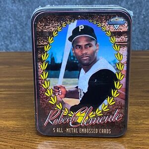 VTG Roberto Clemente Metallic Impressions Metal Embossed Collector Cards Tin New